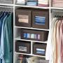 mDesign Soft Fabric Stackable Closet Storage Organizer Boxes with Clear Window and Attached Hinged Lid for Bedroom, Hallway, Entryway, Closets, 6 Pack - Espresso Brown