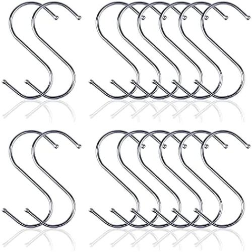 S Shaped Hooks, Metown, Heavy Duty Stainless Steel S Hooks, Hangers Hanging Hooks for Hanging Pots and Pans,Towels,Clothes,Plants in Home Kitchen Bathroom Bedroom Garden Work Shop (3.54in, 16)