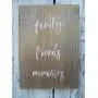 Vintage look FAMILY FRIENDS MEMORIES new calligraphy Chalk Couture style old time font jute hanger antique style primitive style. weathered wood sign Vintage look FAMILY FRIENDS MEMORIES new calligraphy Chalk Couture style old time font jute hanger antique style primitive style. weathered wood sign