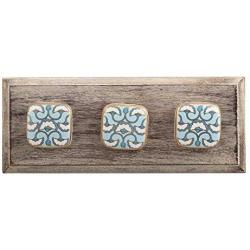 Indianshelf Handmade 2 Artistic Vintage Turquoise Wooden Square Clothes Hooks Hangers/Utlility Hooks