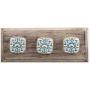Indianshelf Handmade 2 Artistic Vintage Turquoise Wooden Square Clothes Hooks Hangers/Utlility Hooks