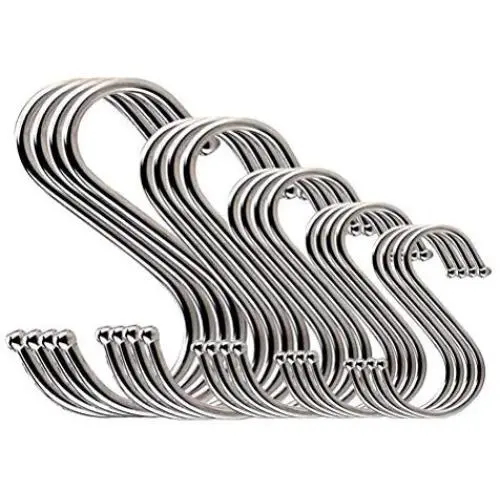 S Shaped Hooks Stainless Steel 5 Size Heavy Duty Hangers for Kitchenware Pan Pots Utensils Clothes Bags Towels Plants Kitchen, Work Shop, Bathroom, Garden 20PCS S Shaped Hooks Stainless Steel 5 Size Heavy Duty Hangers for Kitchenware Pan Pots Utensils Clothes Bags Towels Plants Kitchen, Work Shop, Bathroom, Garden 20PCS