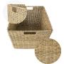 Made Terra 12x12 Inch Seagrass Wicker Storage Cube Basket Bin, Foldable Closet Organizer Shelf Cabinet Bookcase Boxes Containers (2 Pack)