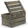 The Lucky Clover Trading Antique Wood Crate Storage Boxes with Swing Lid, 11", Natural