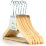 HANGERWORLD 36 Natural Wooden 11.8inch Kids Notched Coat Clothes Garment Hangers Non Slip Pants Bar