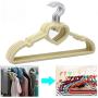 10PCS Random Color Clothes Hangers Plastic Heart-Shaped Flocking Hanger Portable Drying Rack Hanger