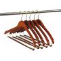 Nature Smile Contoured Wooden Hangers Sturdy Wood Suit Coat Hangers with Locking Bar Chrome Hook Pack of 5 (Cherry)