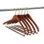 Nature Smile Contoured Wooden Hangers Sturdy Wood Suit Coat Hangers with Locking Bar Chrome Hook Pack of 5 (Cherry) Nature Smile Contoured Wooden Hangers Sturdy Wood Suit Coat Hangers with Locking Bar Chrome Hook Pack of 5 (Cherry)