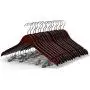 LOHAS Home Solid Walnut Finish Wooden Suit Hangers with Anti-Rust Pant Clips, Pack of 10