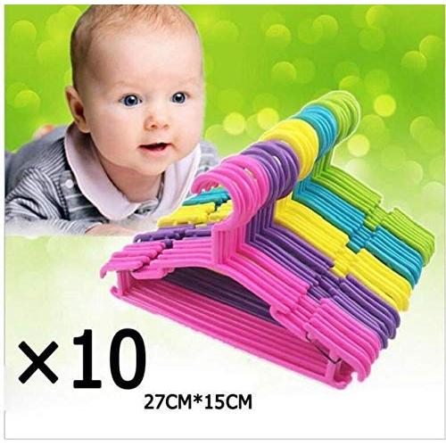 10pcs Random Color Portable Clothes Hanger Kids Children Toddler Baby Clothes Coat Plastic Hangers Hook Household