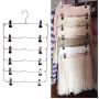 2pcs Random Color Clothes Hangers Multilayer Skirt Trouser Hanger for Pants Non Slip Metal Hanger Clips with 12 Clips Clothing Storage Rack Holder