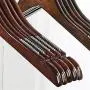 YQ WHJB Wooden Standard Hangers,Retro Crease Free Smooth Finish Clothes Hangers Notched Not-Slip Stripes for Shirt Dress Suit 10 Pack