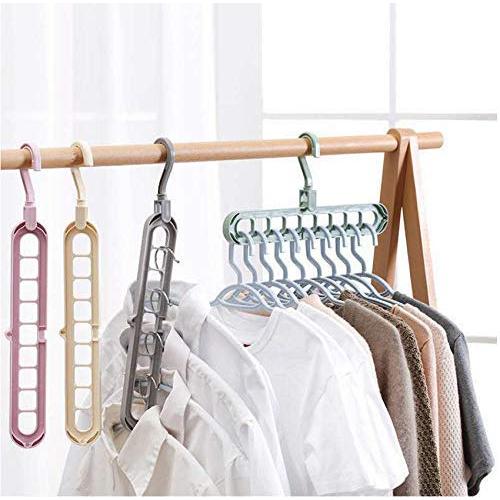 10PC Random Color Multi-Function Folding Magic Hook Nine-Hole Rotation Magic Clothes Hanger Drying Cabinet Bedroom Clothes Home Storage Decoration