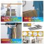 Uscharm Space-Saving Pants Rack, 5 in 1 Multi-Functional Pants Rack Foldable Trousers Pants Hanger Multi-Layer Closets Clothes Hangers Drying Rack Double Hooks (White/2 Pack)