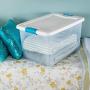 STERILITE 14978006 64 quart/61 L Latching Boxes with Clear Base, White Lid and Colored Latches