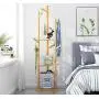 Tree Rack with 3 Shelves Coat Racks Free Standing with 9 Hooks for Hall Bedroom Hallway Corner Compact Clothes Hanger, Easy to Assemble 168CM