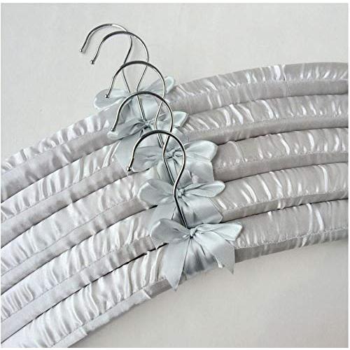 Padded Sponge Hanger Beautiful Satin Hanger Men Clothes Hangers Trousers Clips Anti-Slip Hanger for Home Hotel Use 5pcs Random Color