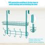 Coat Rack, MILIJIA Over The Door Hanger with Mesh Basket, Detachable Storage Shelf for Towels, Hats, Handbags, Coats (Tiffany Blue)