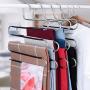 Ray-Velocity Stainless Steel Pants Hangers S-Shaped 5 Layers Hangers Closet Space Saver for Jeans Scarf Tie Clothes(4 Pack) (Black)