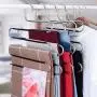 Ray-Velocity Stainless Steel Pants Hangers S-Shaped 5 Layers Hangers Closet Space Saver for Jeans Scarf Tie Clothes(4 Pack) (Black)