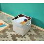 DECOMOMO Foldable Storage Bin [3-Pack] Collapsible Sturdy Cationic Fabric Storage Basket Cube W/Handles for Organizing Shelf Nursery Home Closet (Light Grey and Tranquility, Cube - 13 x 13 x 13)