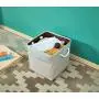 DECOMOMO Foldable Storage Bin [3-Pack] Collapsible Sturdy Cationic Fabric Storage Basket Cube W/Handles for Organizing Shelf Nursery Home Closet (Light Grey and Tranquility, Cube - 13 x 13 x 13)
