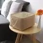 TheWarmHome Decorative Basket Rectangular Fabric Storage Bin Organizer Basket with Handles for Clothes Storage (Beige, 13.8L9.8W6.7H)