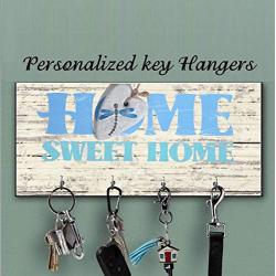 Home Sweet Home key hanger for wall, Blue Key Holder for Wall, Family key hanger, Custom Key Rack, Cottage Wall Decor, Rustic Coastal Decor