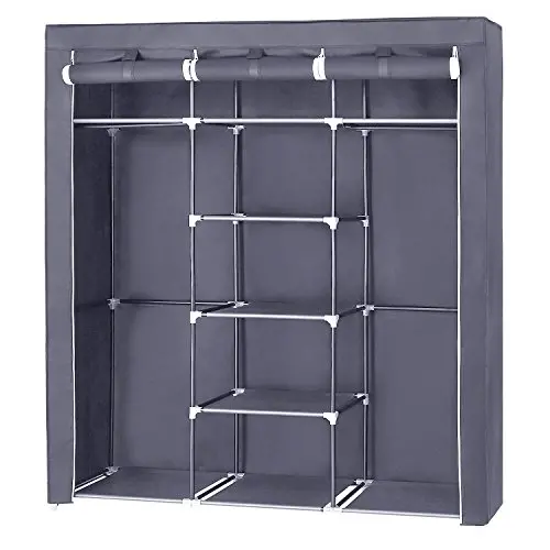 SONGMICS Portable Clothes Closet Non-Woven Fabric Wardrobe Double Rod Storage Organizer Grey 59-Inch URYG12GY SONGMICS Portable Clothes Closet Non-Woven Fabric Wardrobe Double Rod Storage Organizer Grey 59-Inch URYG12GY