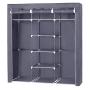 SONGMICS Portable Clothes Closet Non-Woven Fabric Wardrobe Double Rod Storage Organizer Grey 59-Inch URYG12GY