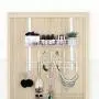 Coat Rack Over the Door Hook 5 Hooks Door Hanger with Detachable Storage Organizer and Metal Stainless Steel for Coats, Bags, Towels, Bathroom, Bedroom