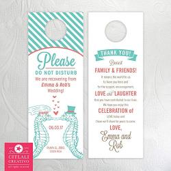 Do Not Disturb Wedding Door Hangers (set of 10) Bubble Kisses Seahorses