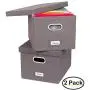 Internets Best Collapsible File Storage Organizer | Decorative Linen Filing & Storage Office Boxes | Letter/Legal | Grey | 2 Pack Internets Best Collapsible File Storage Organizer | Decorative Linen Filing & Storage Office Boxes | Letter/Legal | Grey | 2 Pack