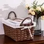 Vosson Woven Storage Basket Cube Basket Boxes for Closet Woven Baskets for Shelf Basket Bin Containers Set of 3 (Red-Brown)