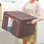 ALLINONE Foldable Storage Bins Boxes, Storage Bag Organizer Clothes, Foldable Stackable Container Organizer, with Lids & Clear Windows & Handles & Steel Frame,66L,Grey