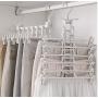 2pcs Telescopic Cloth Hangers Folding Drying Clothes Trousers Pants Hanger with Clips Wardrobe Hooks Home Storage