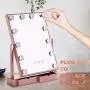 Fenair Makeup Vanity Mirror With Lights -2 Storage Boxes- Large Lighted Vanity Makeup Mirror 47cm x30cm - Hollywood Style,3 Color Lighting Model,360° Rotation,12 Detachable Dimmable Bulbs (Rose)