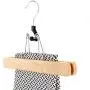 HANGERWORLD 15 Natural Wooden 9.8inch Clamp Clothes Garment Pant Skirt Hangers Felt Lining