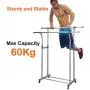 Rukerway Heavy Duty Garment Rack Double Rail Adjustable Clothing Rack Supreme Rolling Rack Laundry Drying Rack, Chrome Finish (Double Rail)