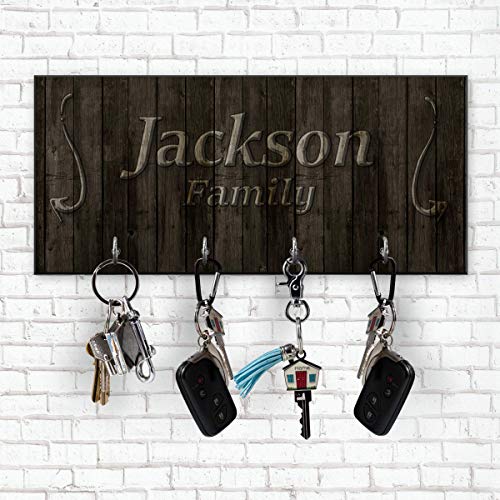 Personalized Family Key Hanger - Wooden Design Wall Key Holder - New Home Gift - Wedding Gift - Key Rack - Housewarming Gift - KH0002