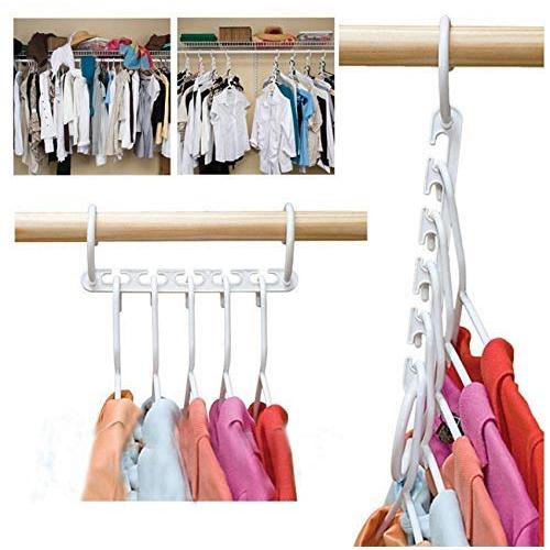 10PC 5 Hole Space Wonder Magic Hanger Clothes Space Saver Wonder Magic Clothes Hanger Hook Velvet Hangers Hangers for Clothes Decoration