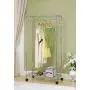 Cypressshop Rolling Wire Shelf Rack 2 Tiers Laundry Garment Hanging Rack Cloth Hanger Shelving Hanging Unit Open Closet Wardrobe Organizers with Shoe Rack Home Furniture