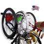 Koova Wall Mount Bike Storage Rack Garage Hanger for 3 Bicycles + Helmets | Fits All Bikes Even Large Cruisers/Big Tire Mountain Bikes | Heavy Duty Powder Coated Steel | Made in USA (3 Bike Rack)