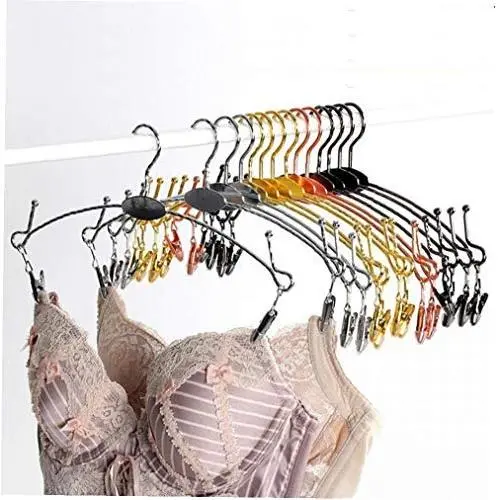 10pcs Stainless Steel Hangers Bra Pants Clothes Hangers Hook with Non Slip Clips for Shop Display 10pcs Stainless Steel Hangers Bra Pants Clothes Hangers Hook with Non Slip Clips for Shop Display