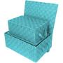 Sorbus Storage Boxes Woven Basket Bin Container Tote Cube Organizer Set Stackable Storage Basket Woven Strap Shelf Organizer Built-in Carry Handles (Woven Lid Baskets - Aqua)