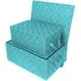 Sorbus Storage Boxes Woven Basket Bin Container Tote Cube Organizer Set Stackable Storage Basket Woven Strap Shelf Organizer Built-in Carry Handles (Woven Lid Baskets - Aqua)