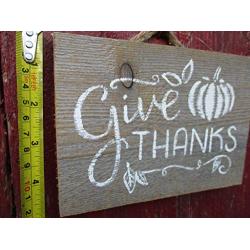 Vintage look GIVE THANKS Thanksgiving pumpkin new calligraphy Christmas Chalk Couture style old time font jute hanger antique style primitive style. weathered wood sign