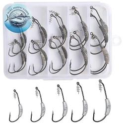 SHUNWEI 25 Pcs/Box Weighted Swimbait Hooks, Weighted Fishing Hooks with Twistlock Mixed 5 Size