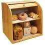 Goodpick Bamboo Bread Boxes - 2 Layer Large Capacity Bread Boxes - Countertop Bread Storage Bin - Rolltop Breadbox for Kitchen Counter Large Capacity Bread Keeper,15“ x 14.2" x 9.8", Fully Assembled Goodpick Bamboo Bread Boxes - 2 Layer Large Capacity Bread Boxes - Countertop Bread Storage Bin - Rolltop Breadbox for Kitchen Counter Large Capacity Bread Keeper,15“ x 14.2" x 9.8", Fully Assembled