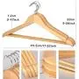 Second Sunny Clothes Hangers Natural Wooden Wood Clothes Coat Hangers with Round Trouser Bar and Shoulder Notches, Pack of 50 Grade A